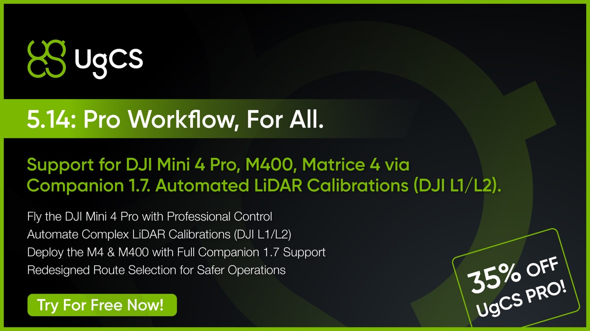 UgCS 5.14: Auto L1/L2 Calibrations, Mini 4 Pro and M400 Support