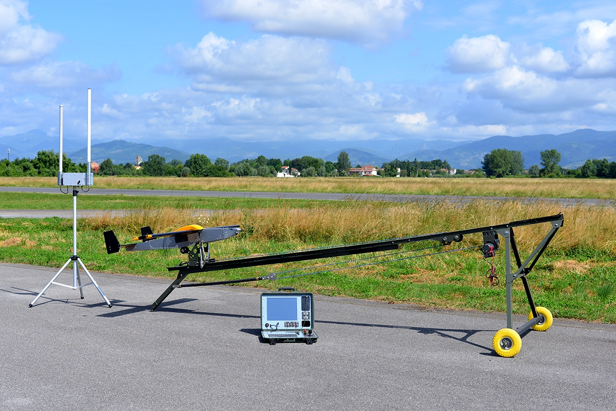 Early Ileron fixed-wing UAV used for aerial surveying and geomatic research in Tuscany.