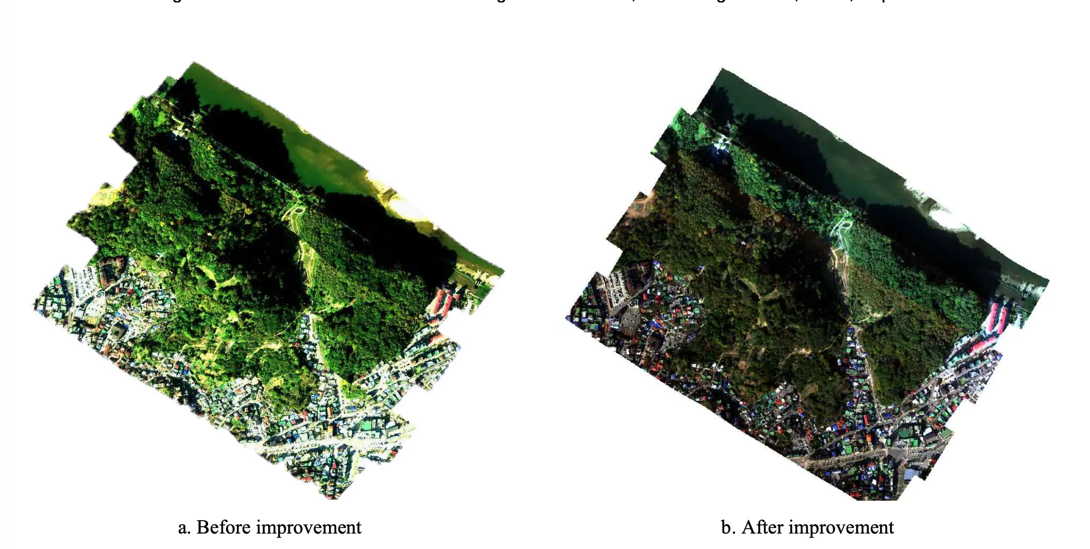 aerial hyperspectral imaging before and after improvement with drone flight control software