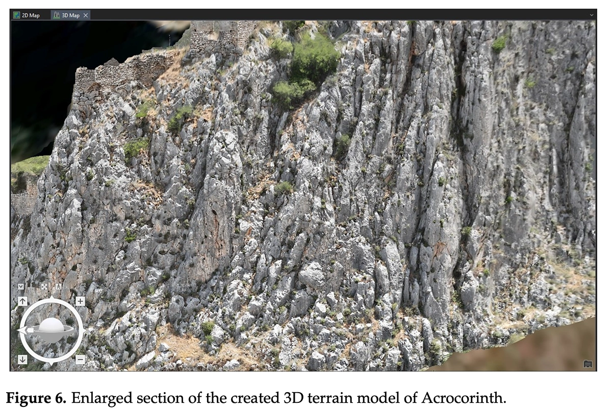 Diagram or mission view of UgCS vertical scan patterns and overlap settings used for high-resolution cliff face photogrammetry