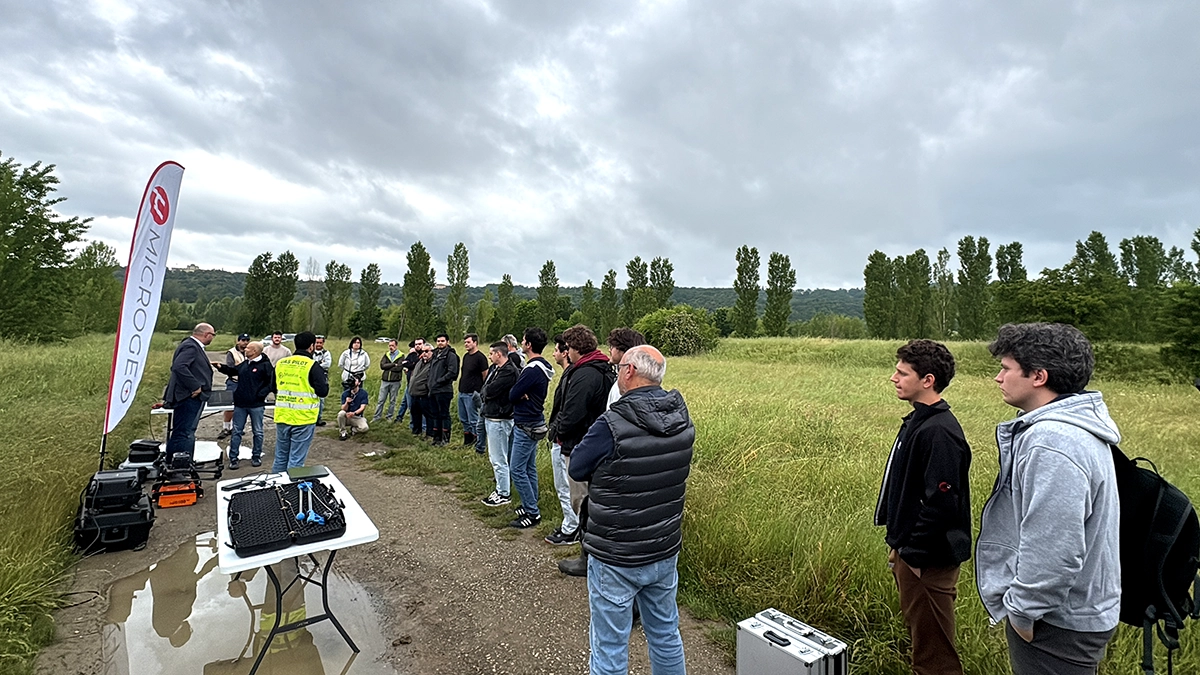 Drone sensor demonstration during the MicroGeo and SPH Engineering Demo Day in Tuscany, Italy.