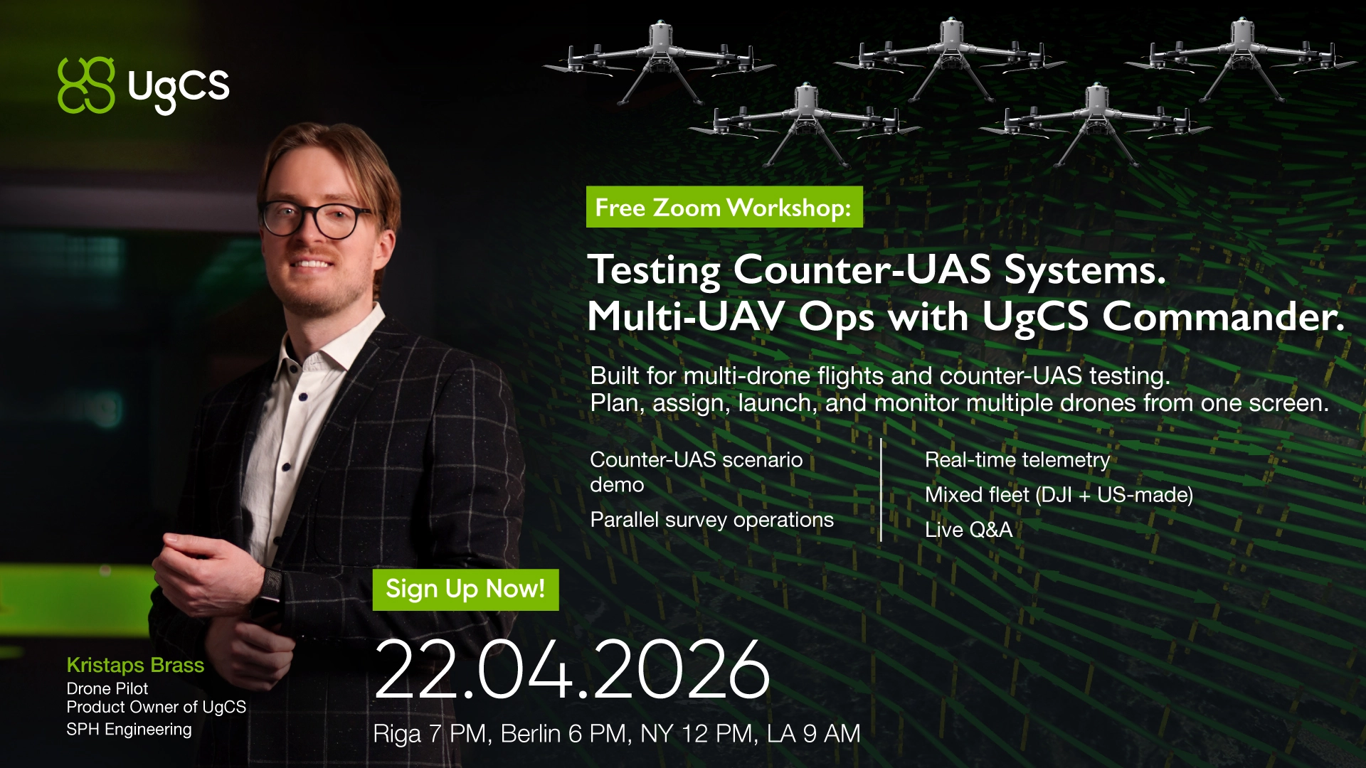 Counter-UAS Testing with UgCS Commander. Free live Demo