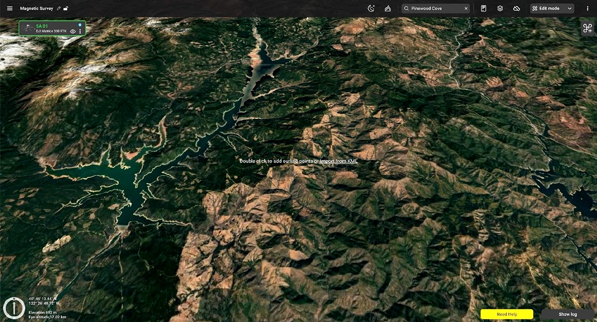 Importing survey boundary from KML file for drone magnetic survey planning in UgCS