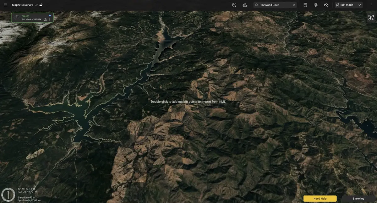 Importing survey boundary from KML file for drone magnetic survey planning in UgCS