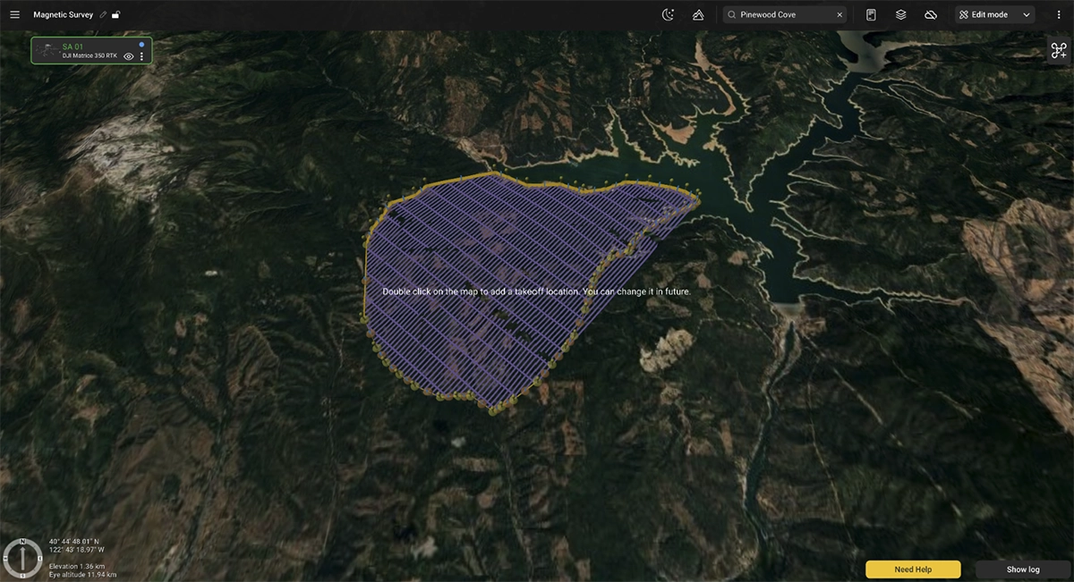 adding take-off location to drone magnetometer survey plan in UgCS