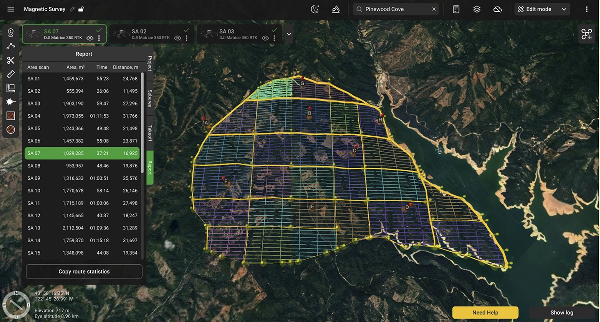 Optimizing take-off points and flight time in UgCS for magnetic survey missions