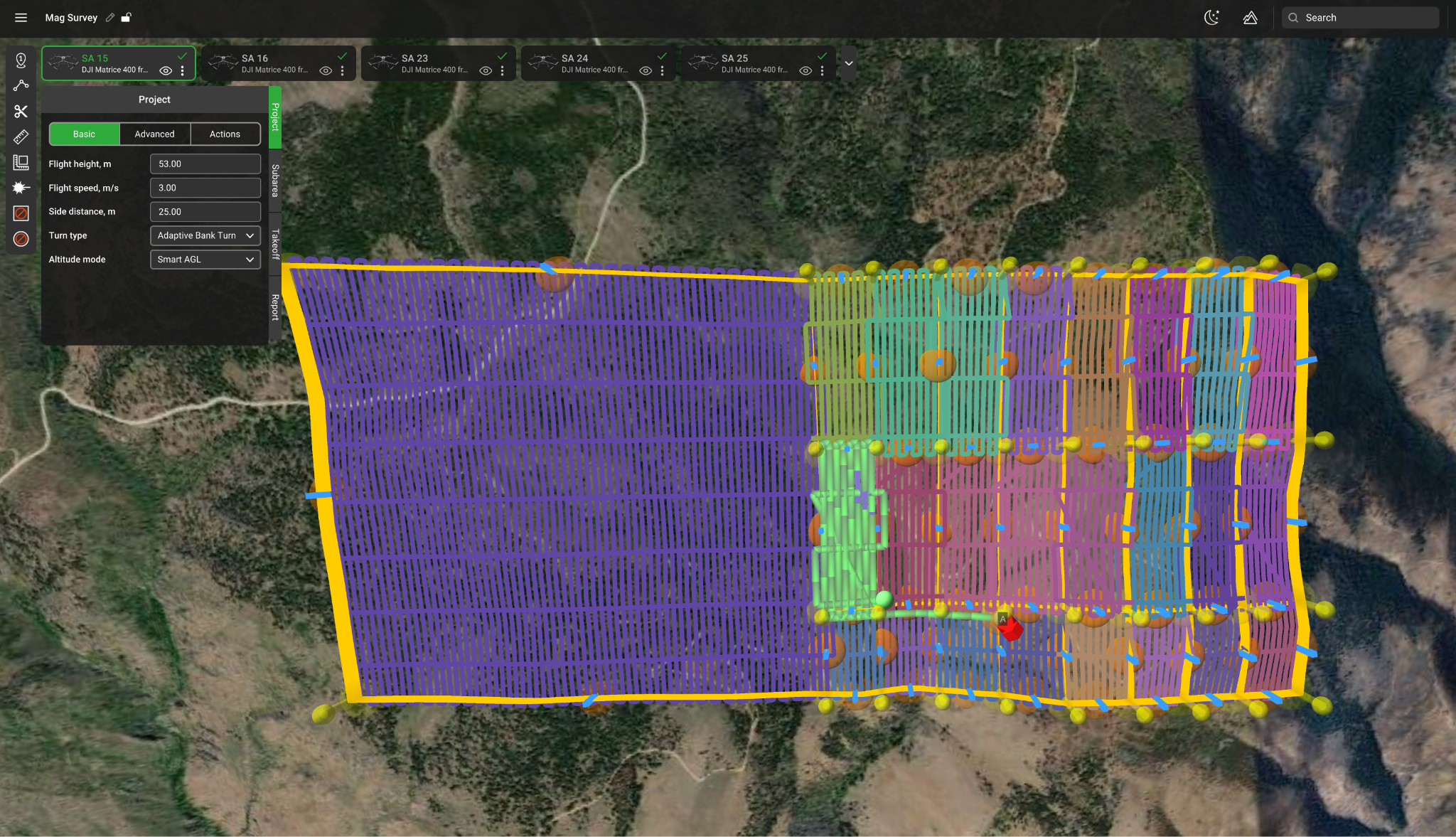 UgCS Large Projects lets you define the full survey area once, set the project parameters, and then split it into subareas that can actually be flown
