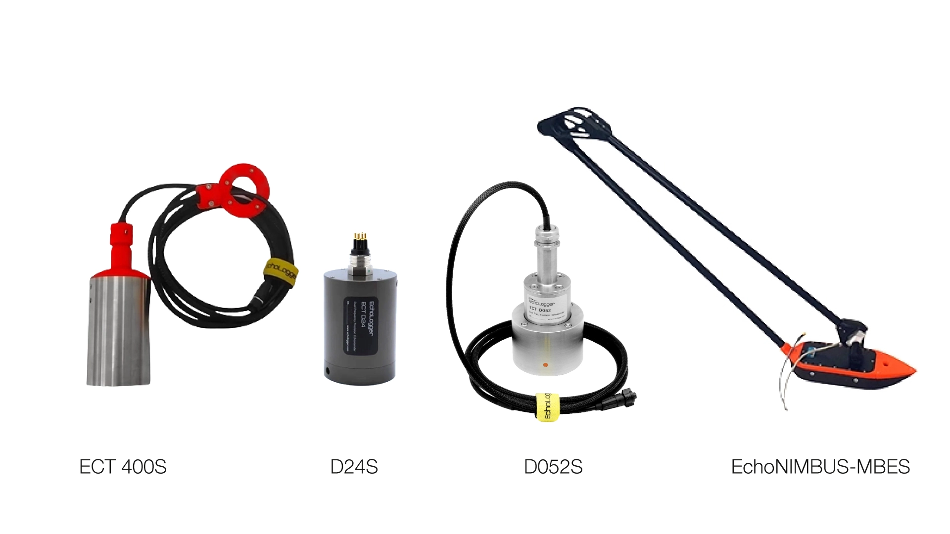 EchoLogger ECT 400S, ECT D24S and ECT D052S single-beam echo sounders and the EchoNIMBUS-MBES multibeam echo sounder