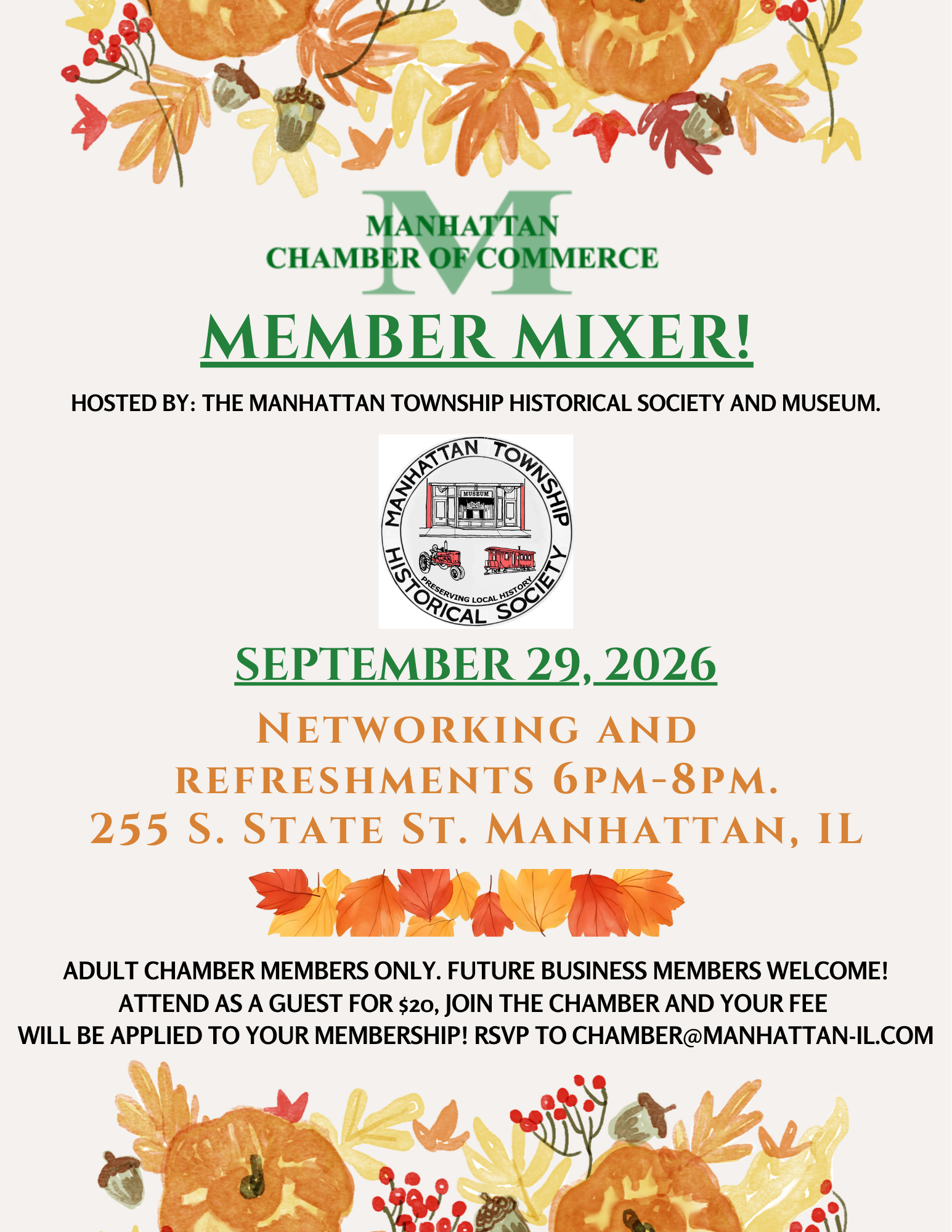 September 29, 2026 Manhattan Chamber Member Mixer flyer
