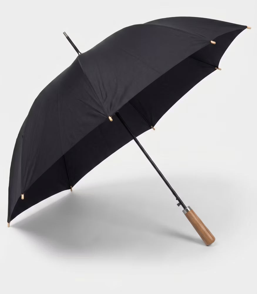 Parapluie droit en RPET avec manche en bois