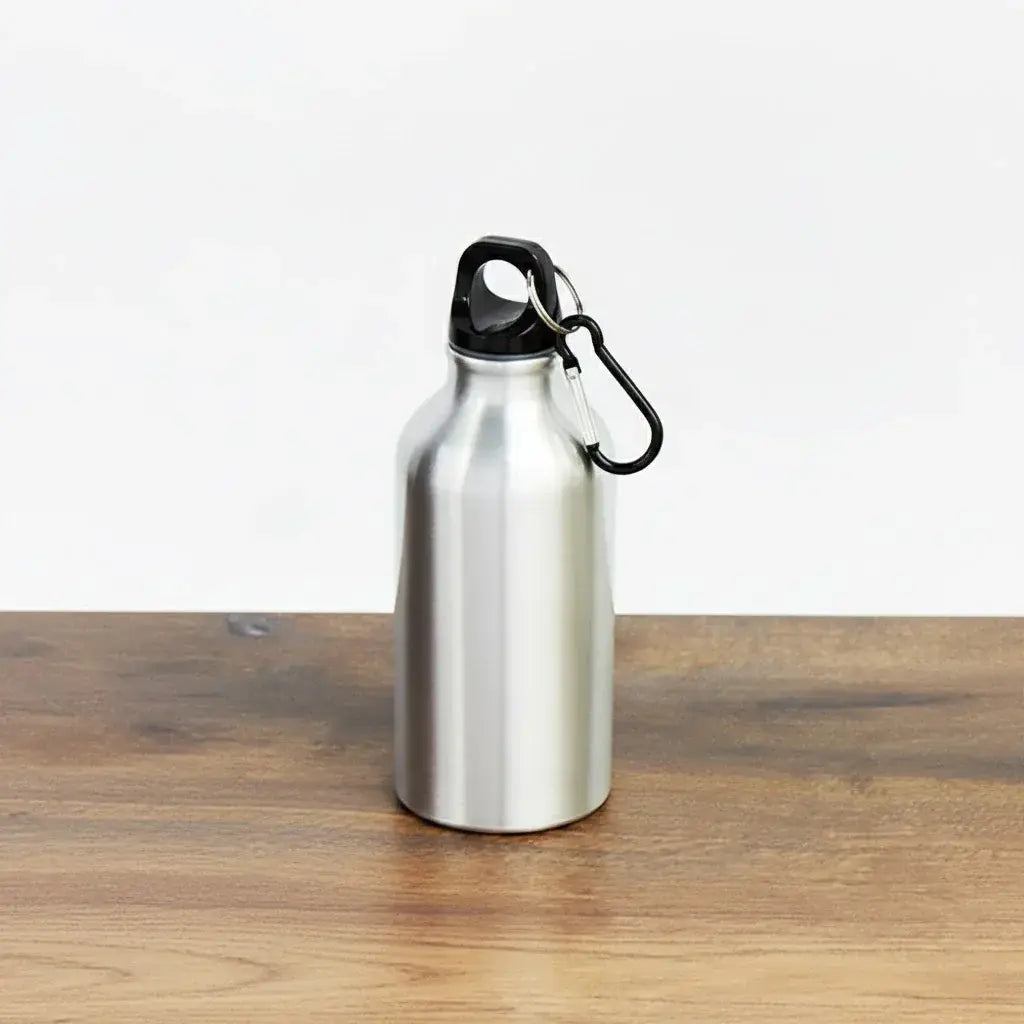 Gourde en acier recyclé avec mousqueton 400 ml