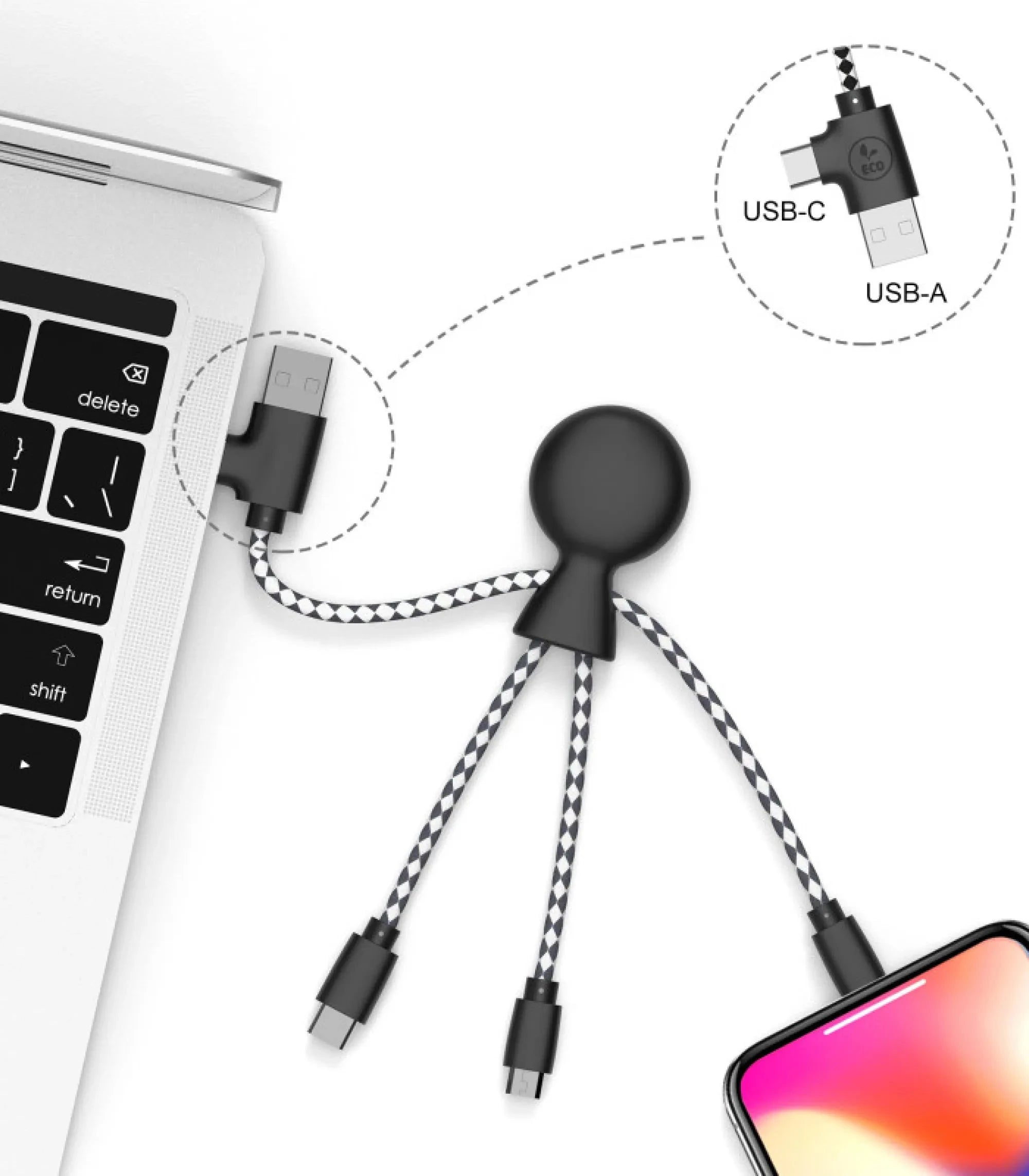 Mr Bio Short & Long - Câble de charge multi-connecteurs éco-responsable