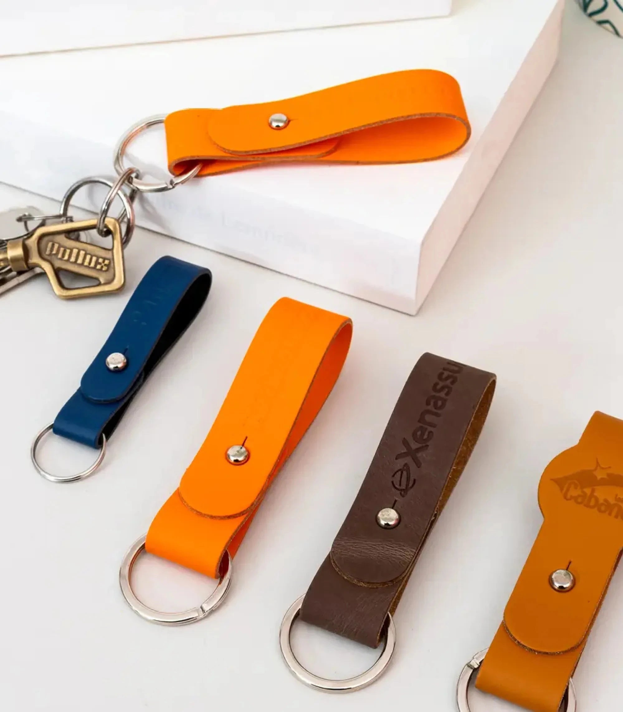 Porte-clés en cuir recyclé personnalisé