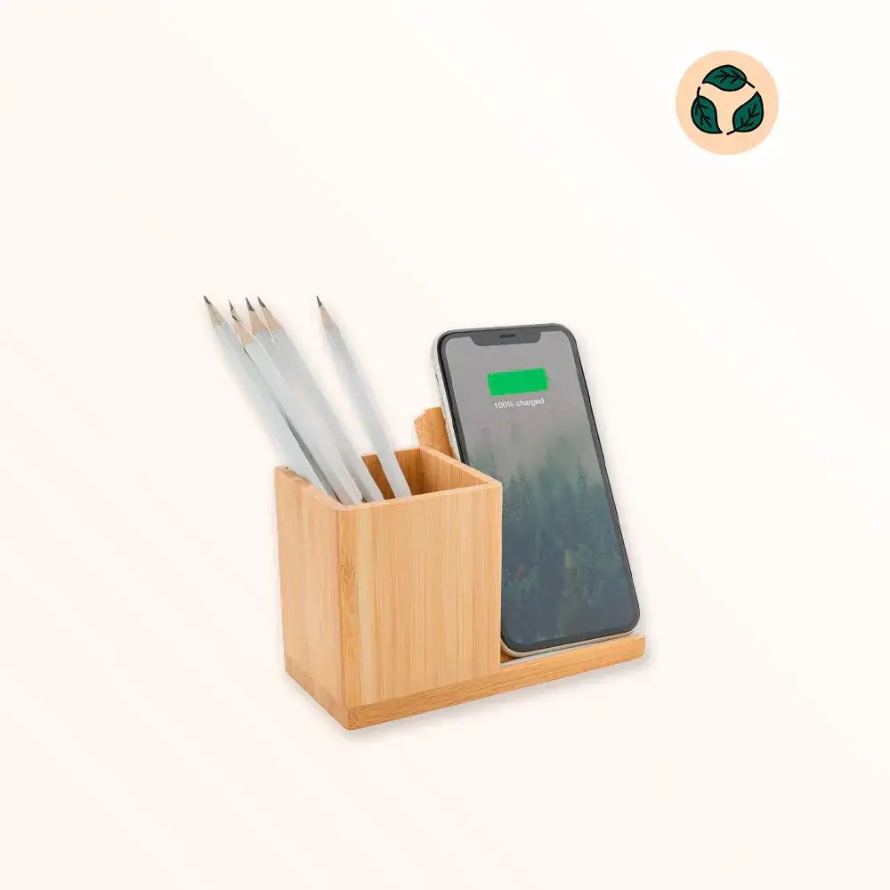 Chargeur sans fil 10W en bambou personnalisé