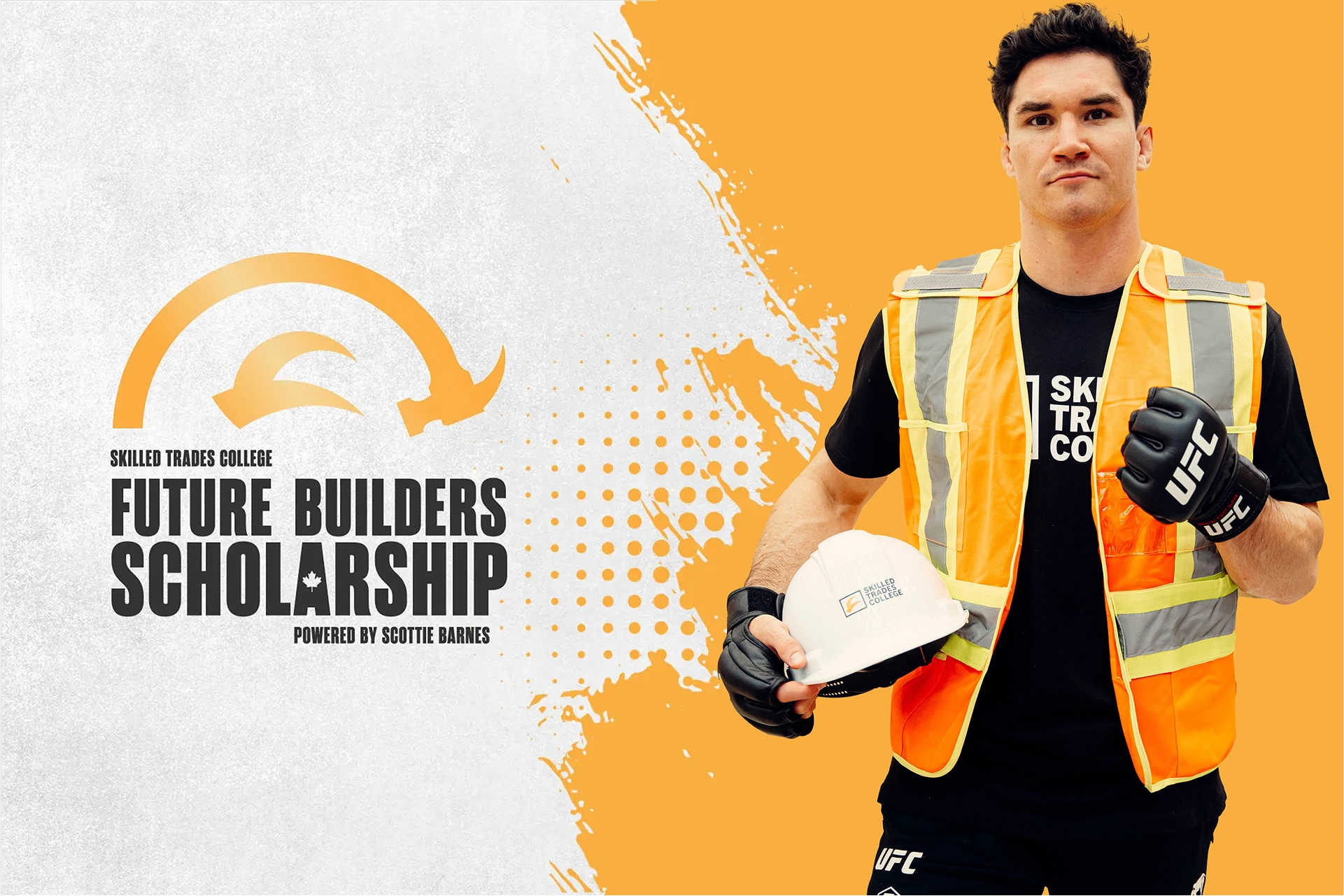 Skilled Trades College Future Builders Scholarship logo and Scottie Barnes
