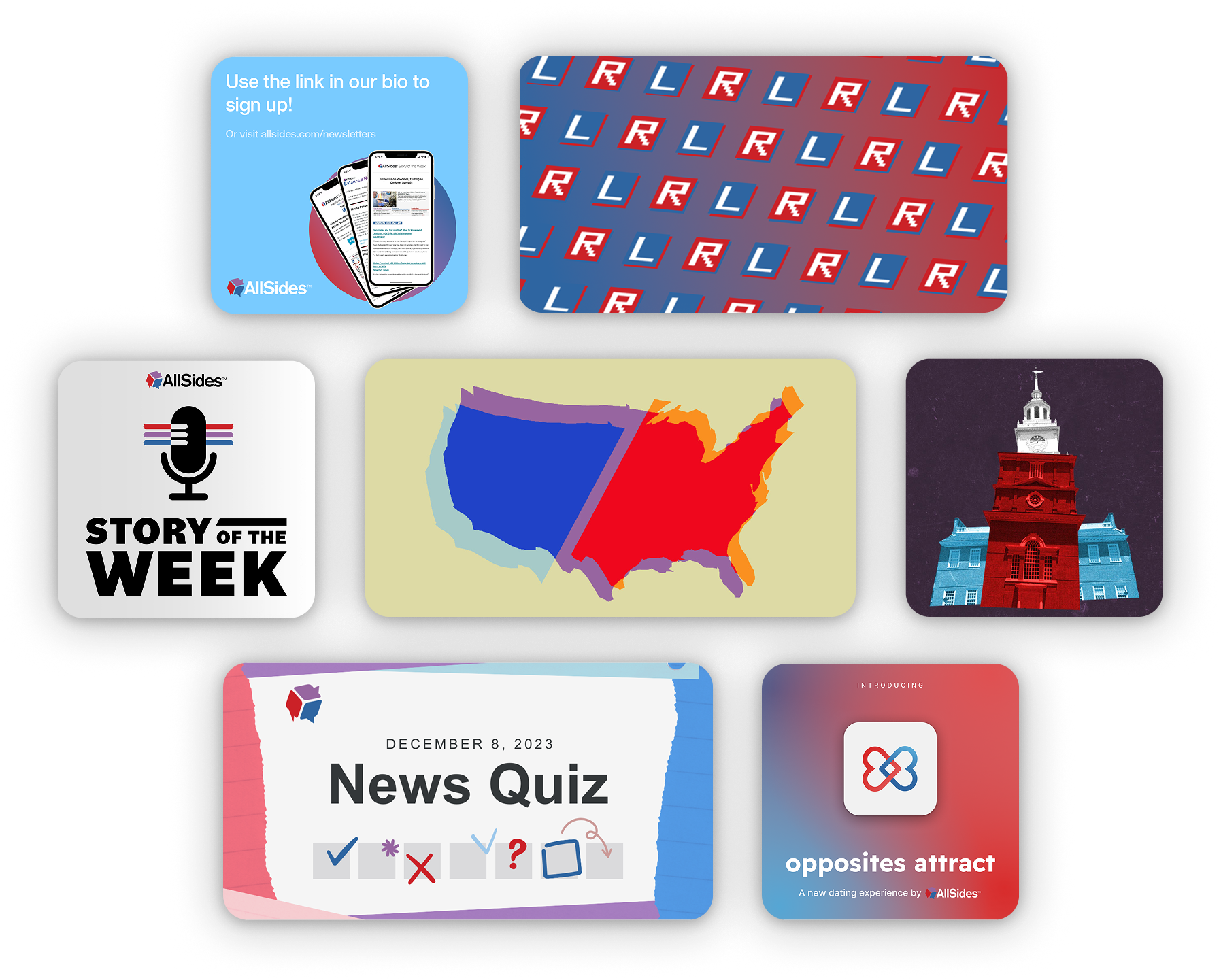 Three posters on a gradient backdrop