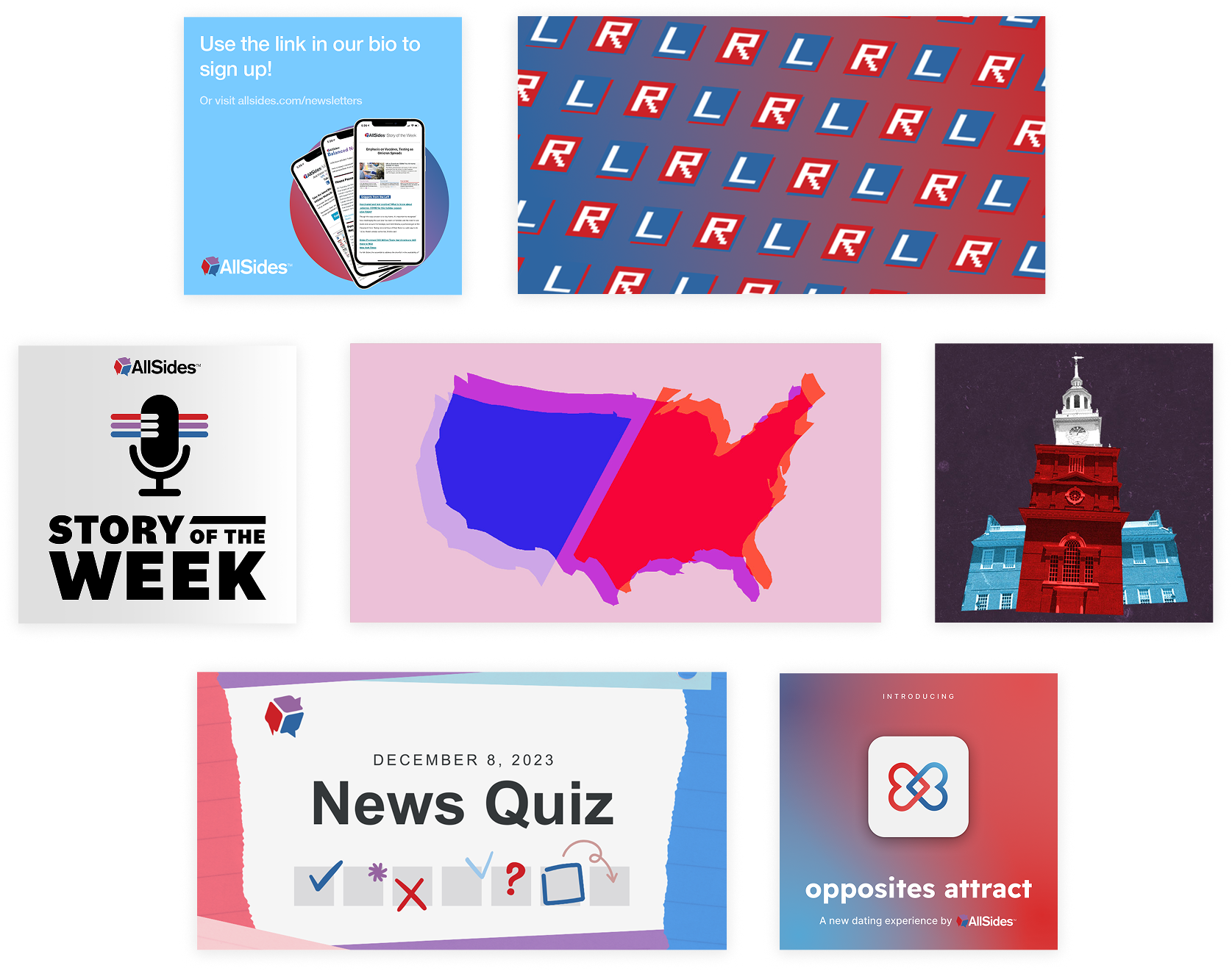 Three posters on a gradient backdrop