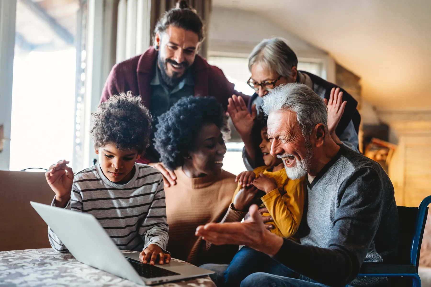 Image of Family spending time together, having a good time.