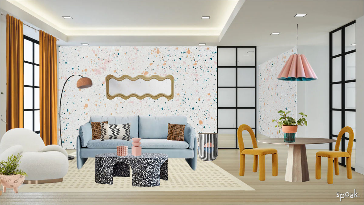 colorful living and dining room