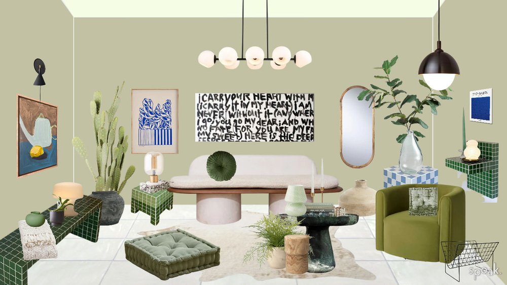 green interior design room