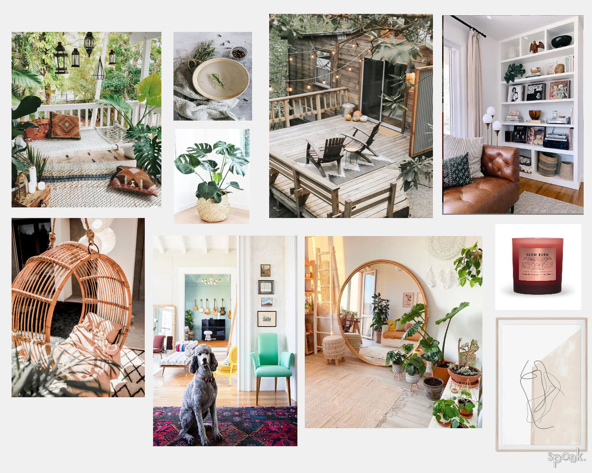 greenery calming mood board design