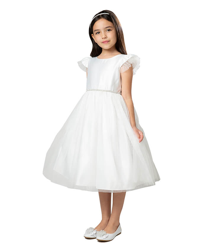 little girl wearing dress