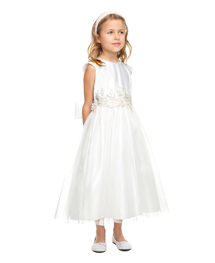 little girl wearing dress