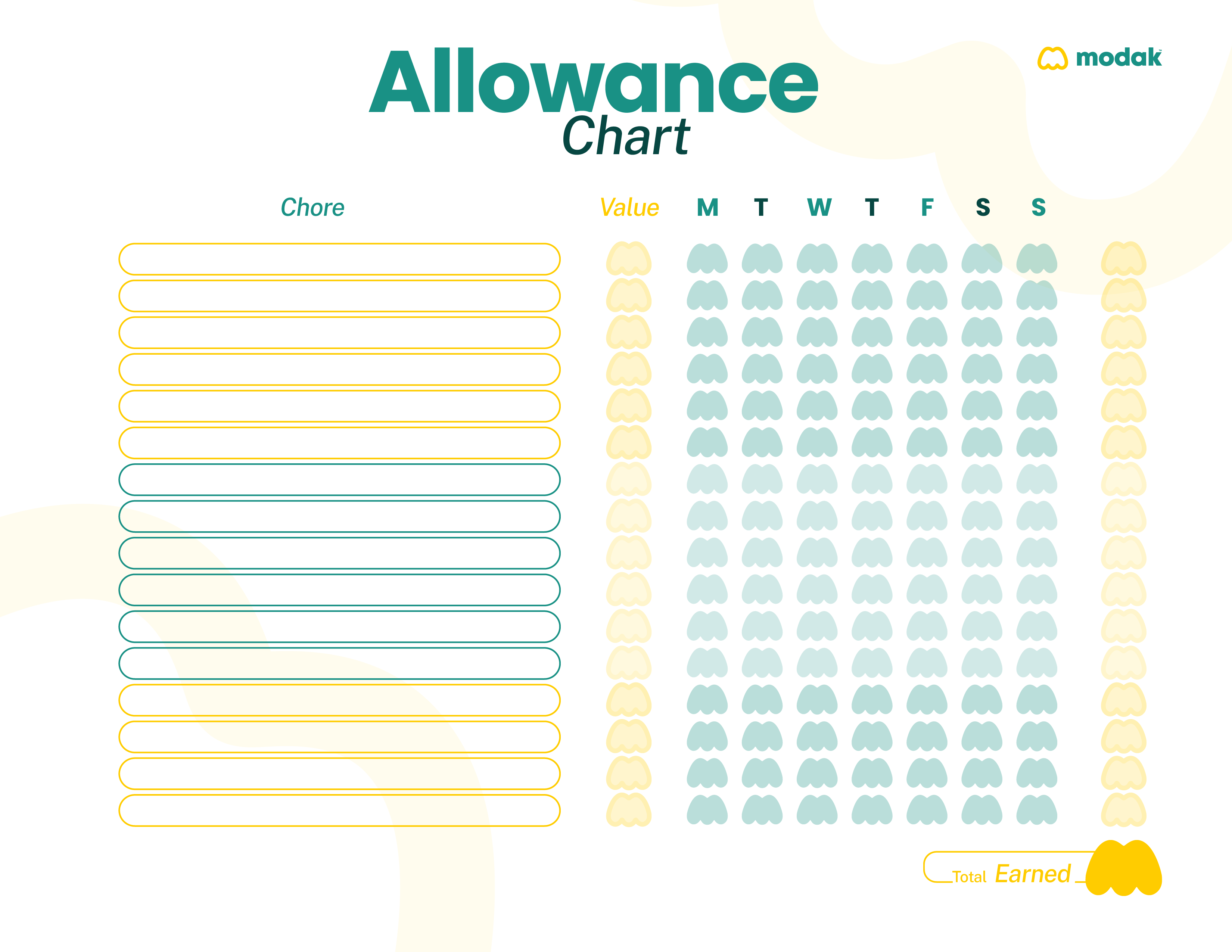 Free printable allowance chore chart
