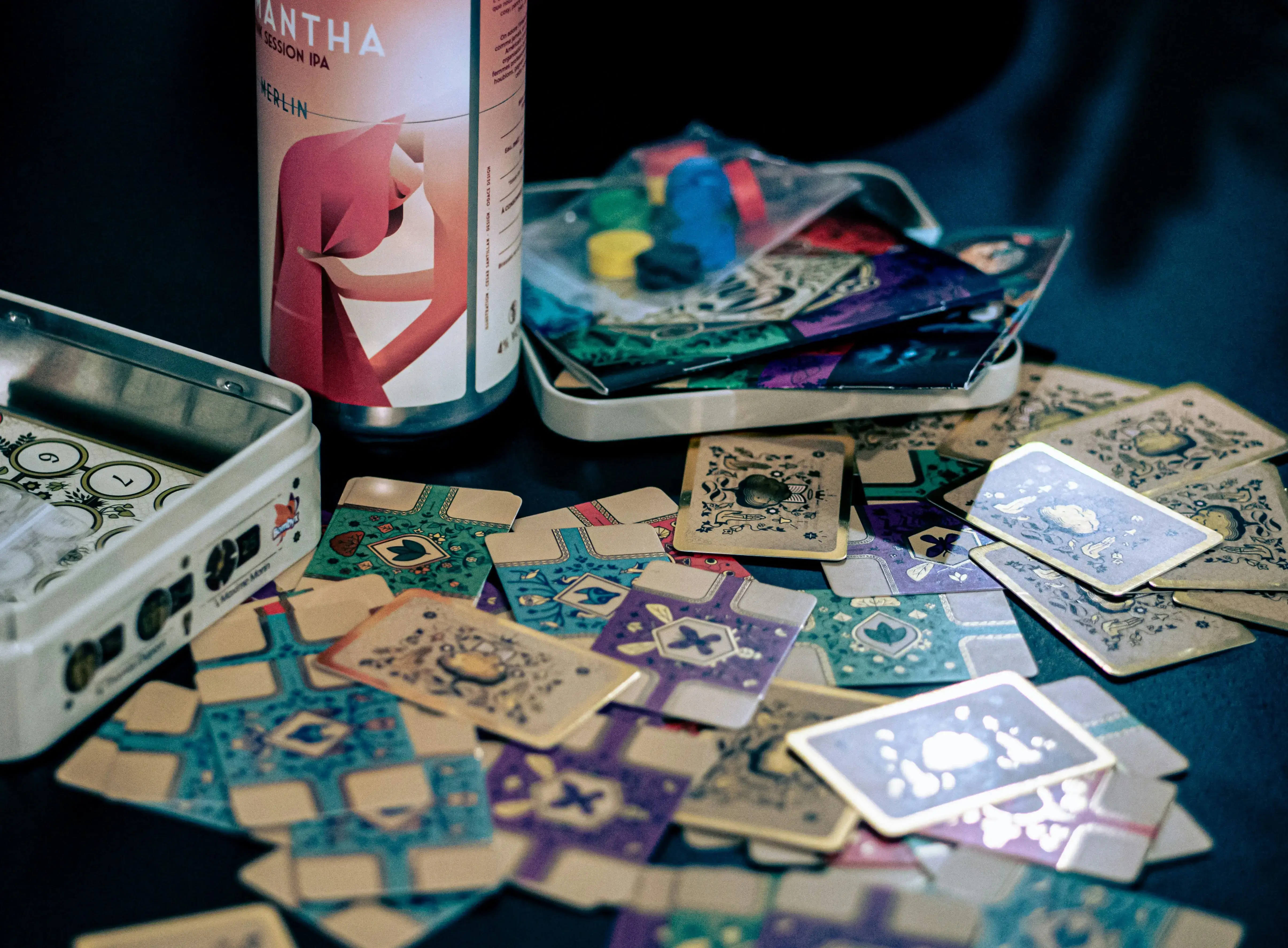 A board game with cards
