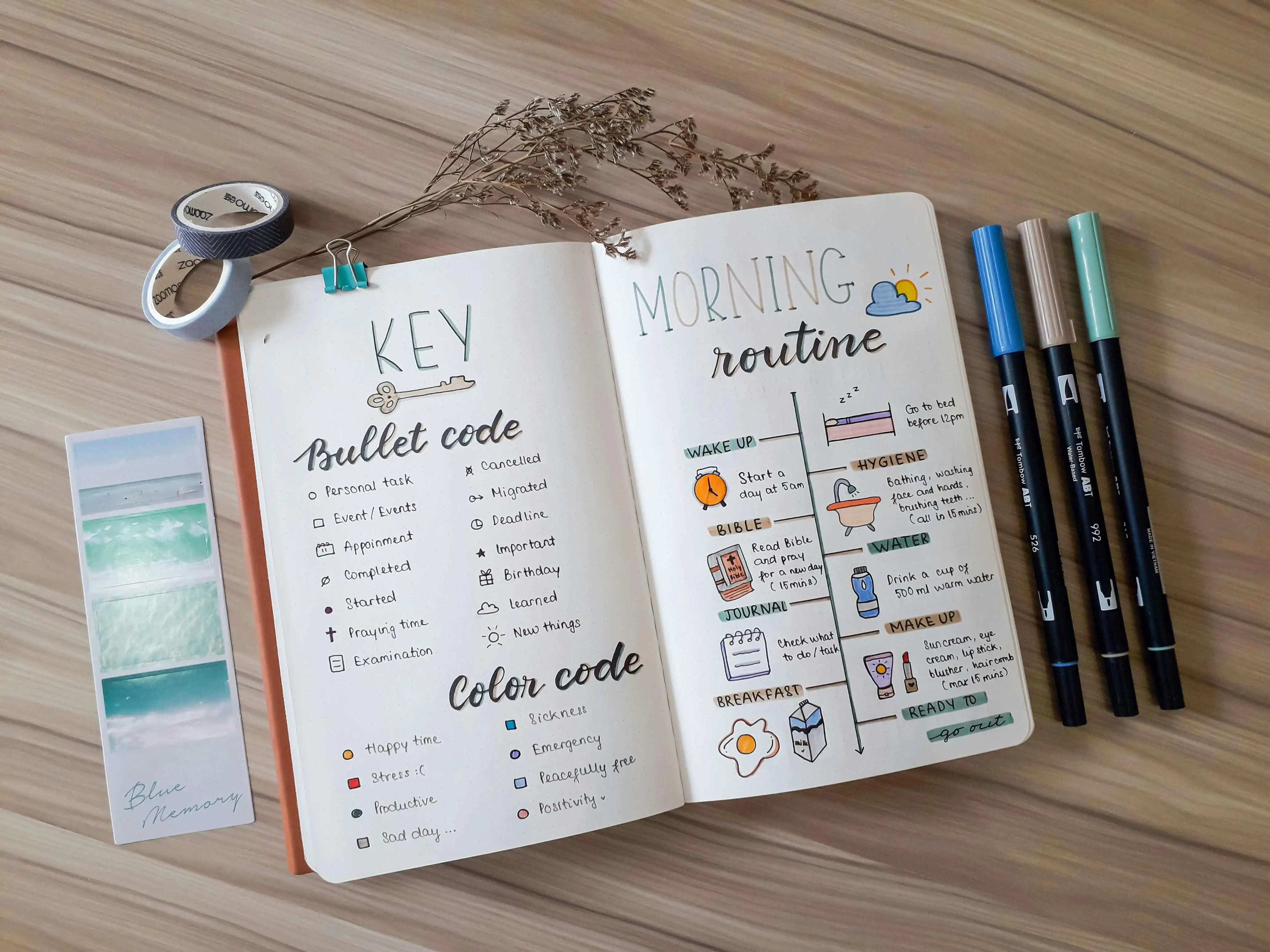 Key morning routine diary