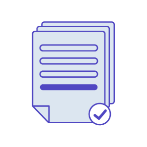 Una pila de documentos organizados con una marca de verificación, representando un kit de cumplimiento listo para usar.