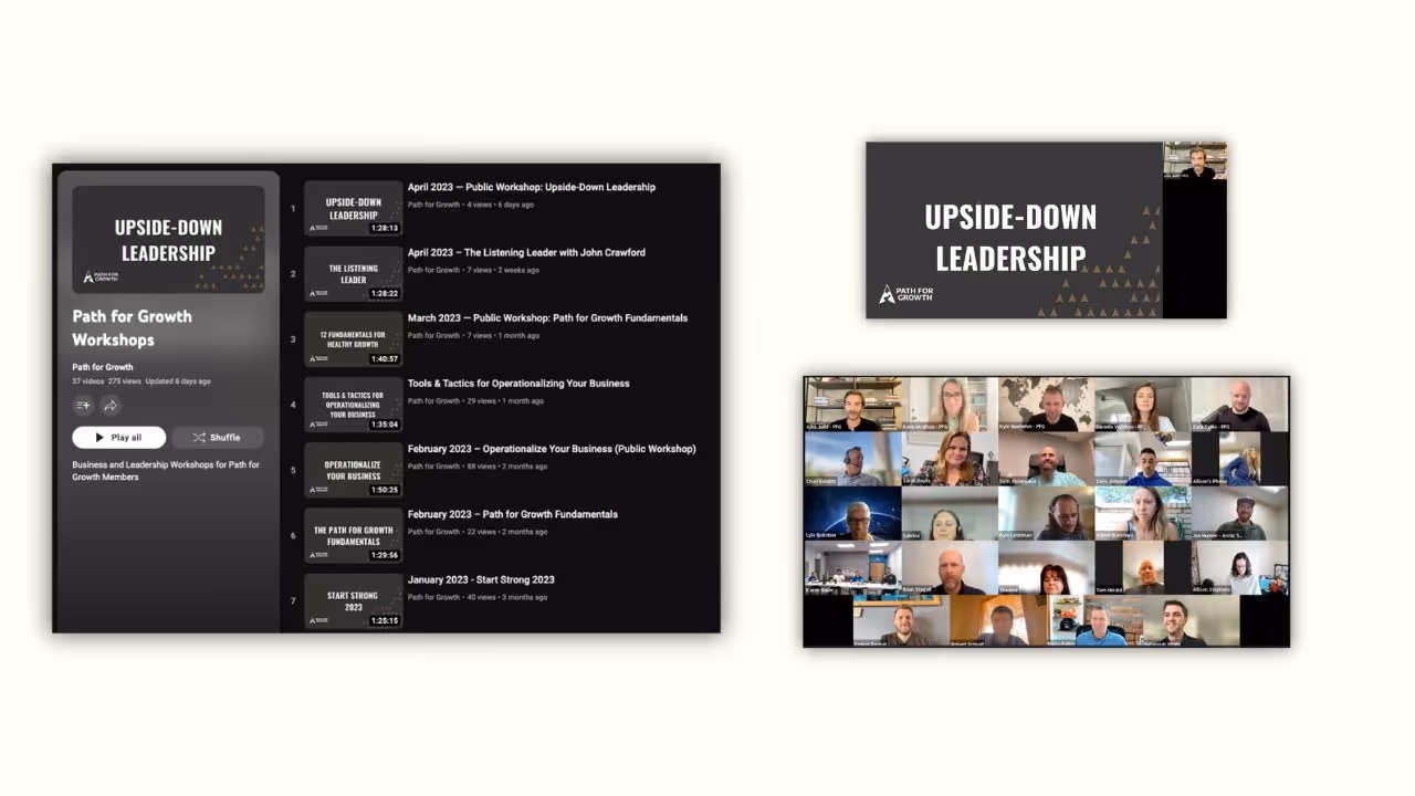 Screenshot of Path for Growth workshops playlist