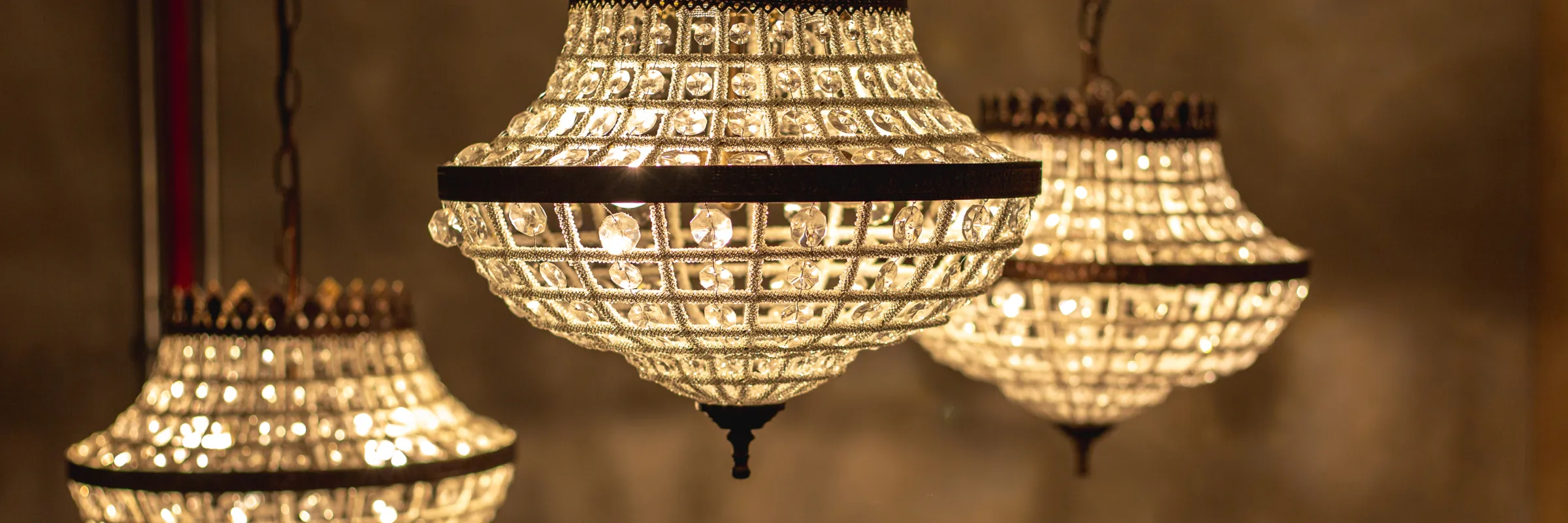 Chandeliers hanging in a restaurant