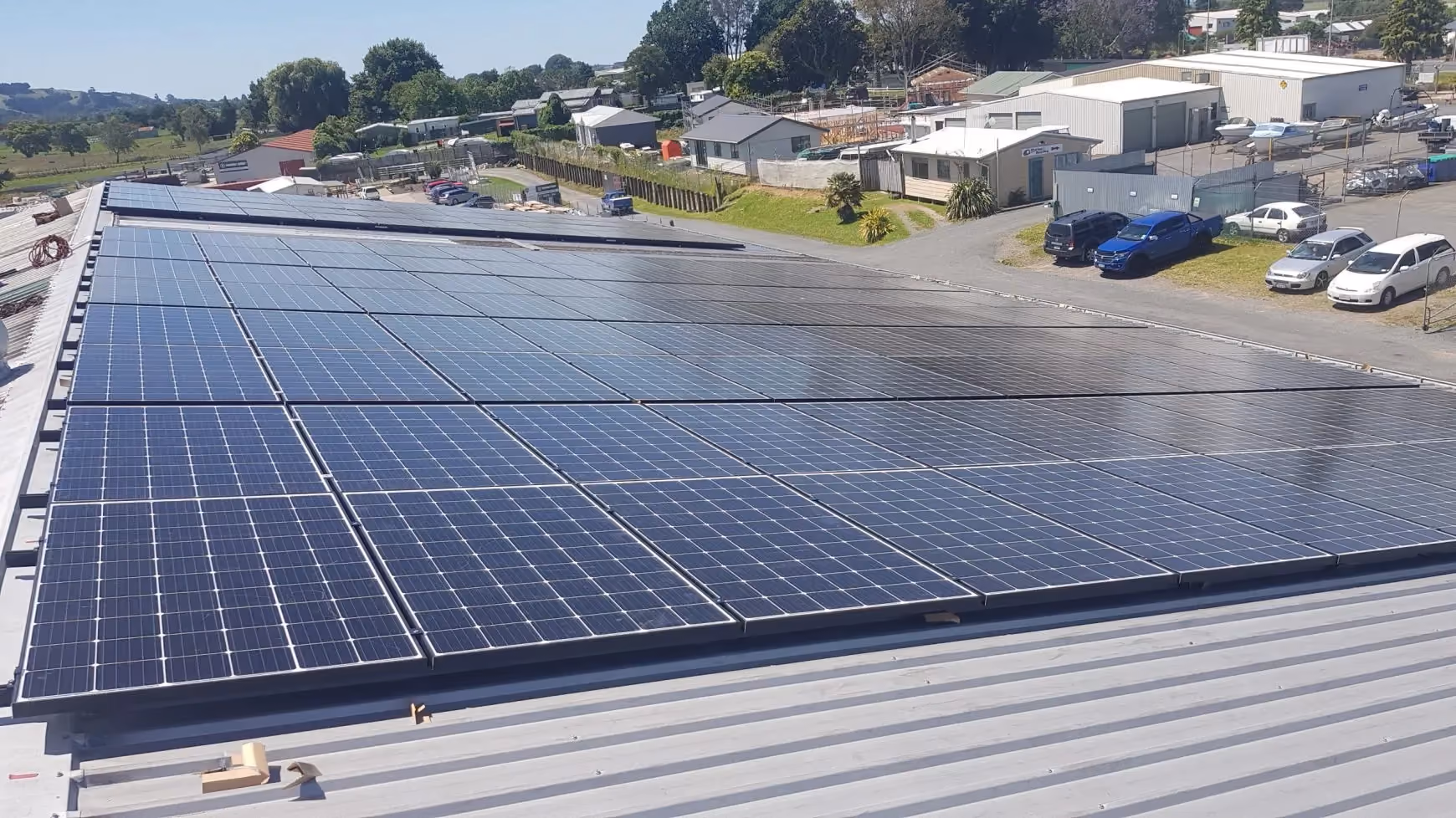 Solar panels on the roof of a building at Jalco, Te Puke.