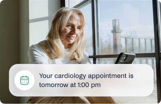 A woman on the phone coordinating her appointment