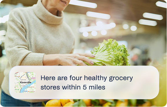 A woman shopping for healthy food based on recommendation from her Care Team