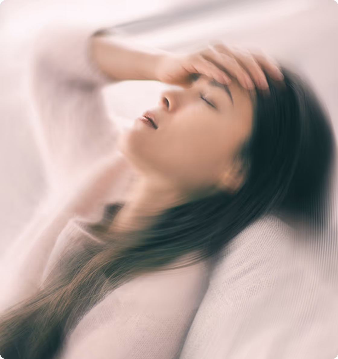 Dizzy woman with balance problems