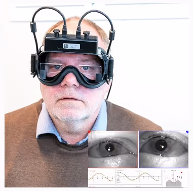 VNG is a test that measures fine motor control and coordination over purposeful eye movements. This test gives us important information about the functions of parts of the brain that are involved in motor skills, sensory perception, coordination and concentration, among other things. Photo: Eirik Andreasen/ Brain Camp