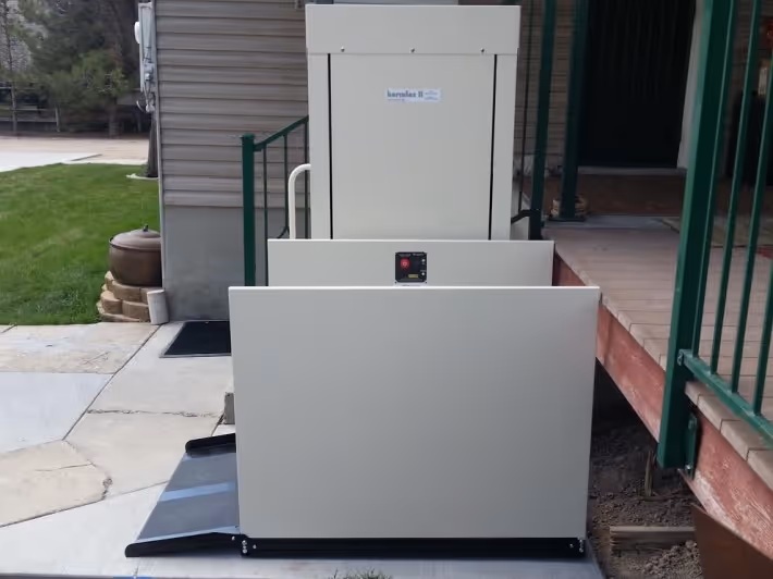 Outdoor stair lift installed on residential steps providing safe accessibility for seniors and individuals with mobility challenges.