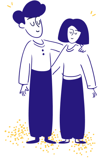 Illustration of teacher and student.