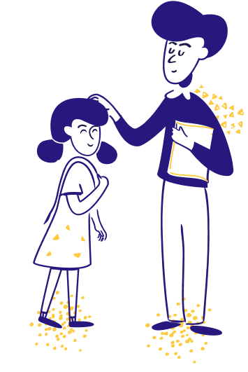 Illustration of teacher and student.