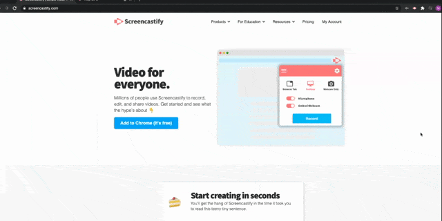 Turn browser tabs into a gif with Screencastify!