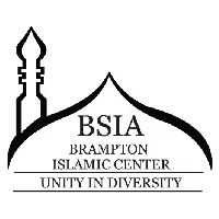 A black and white logo featuring the outline of a mosque dome and minaret, containing the text "BSIA BRAMPTON ISLAMIC CENTER" and the slogan "UNITY IN DIVERSITY" framed by horizontal lines at the bottom.