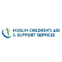 The logo for Muslim Children's Aid & Support Services features a stylized green figure of a person inside a blue crescent, accompanied by the organization's name in dark blue text.