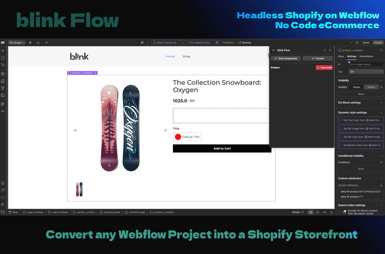 convert any webflow project into a shopify storefront