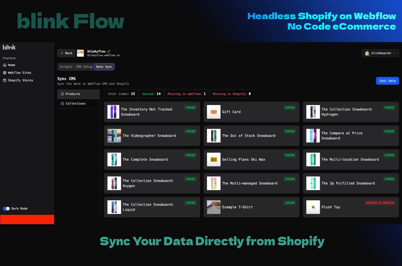 sync your data directly from shopify