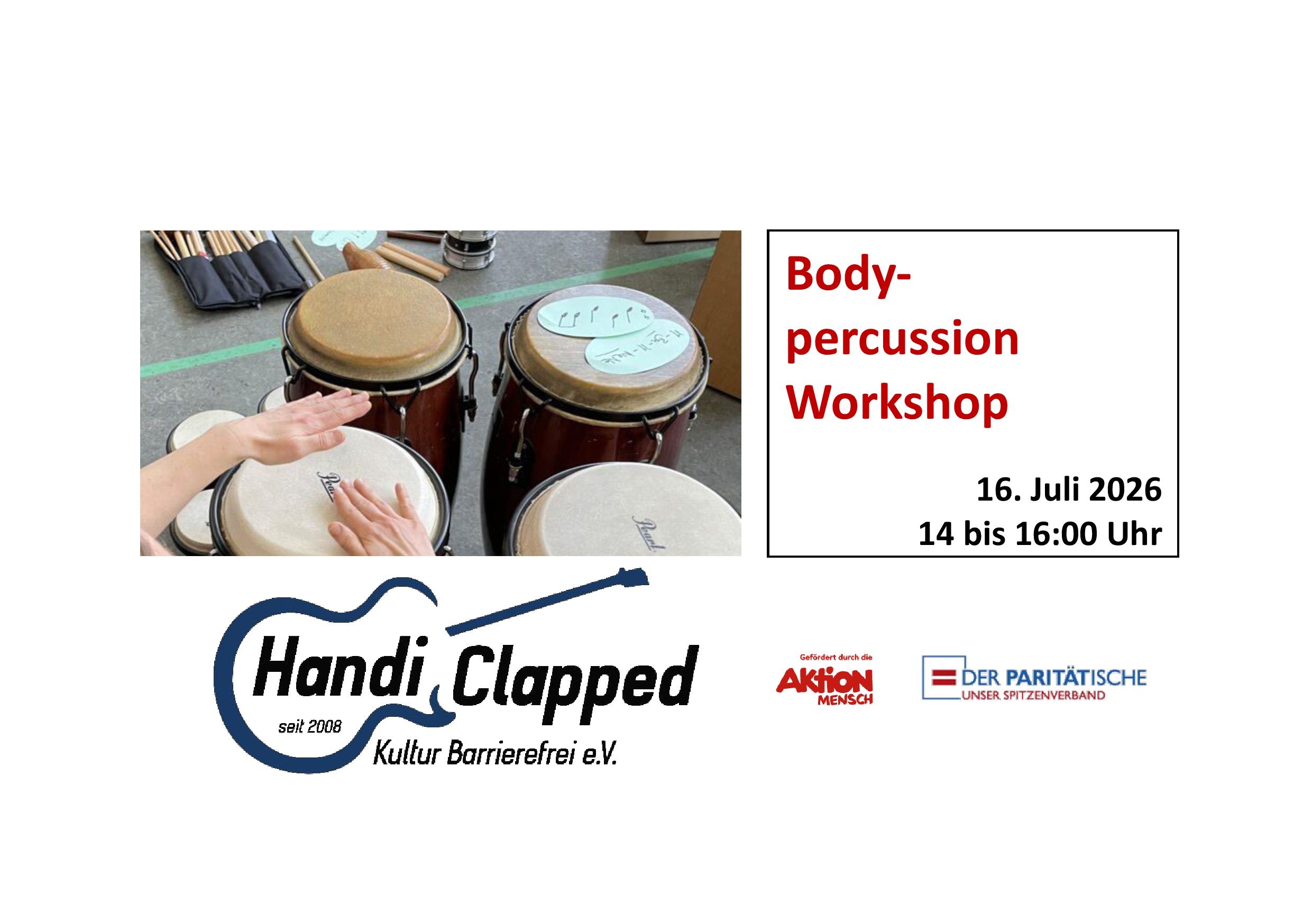 Bodypercussion Workshop am 16.7.2026 / Teilnahme kostenfrei!