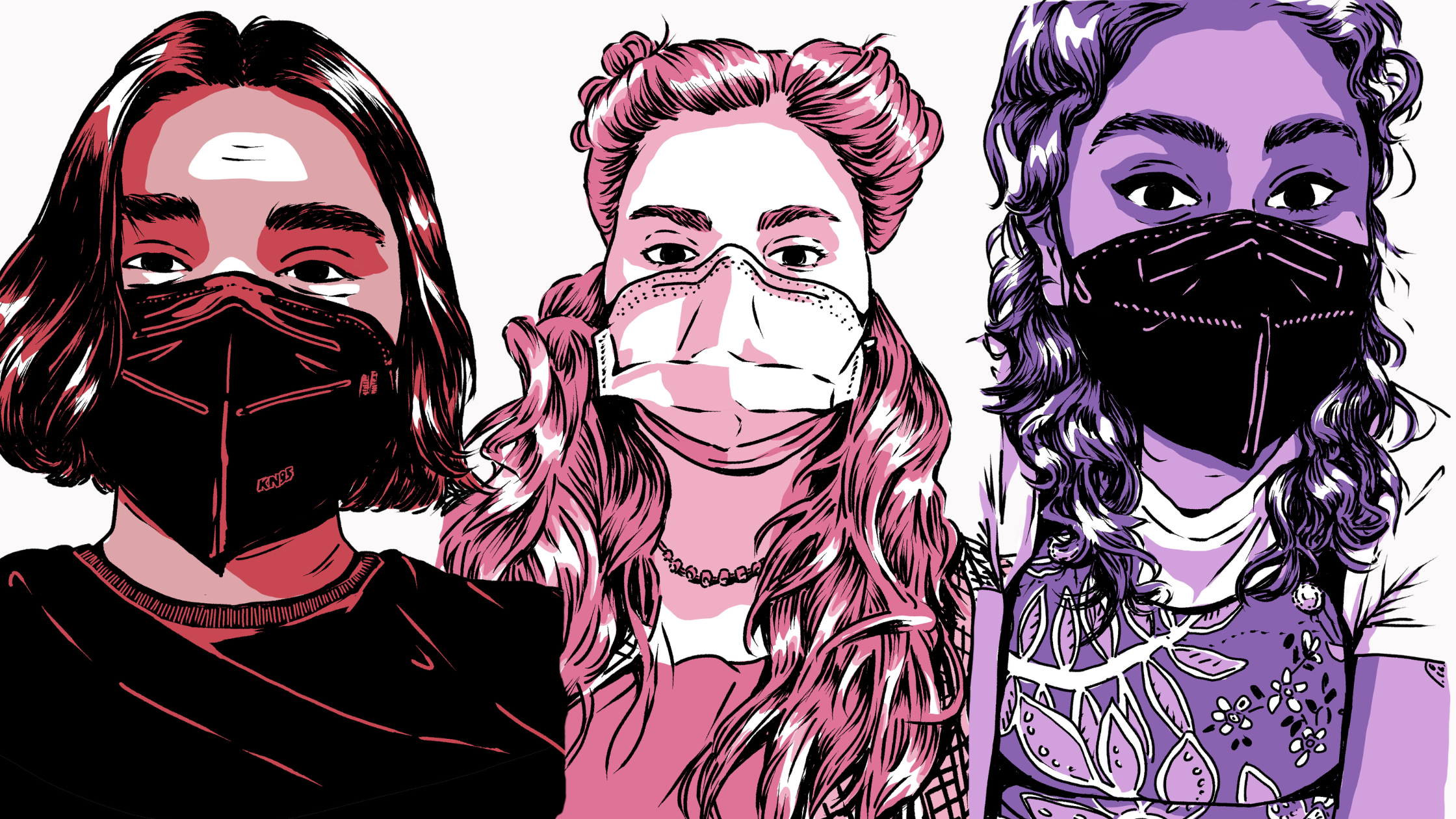 Cartoon portraits of Emma's loved ones, excerpts from Why I Wear A Mask