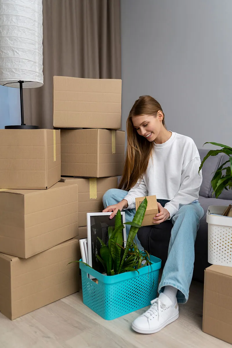 Woman putting things on tray