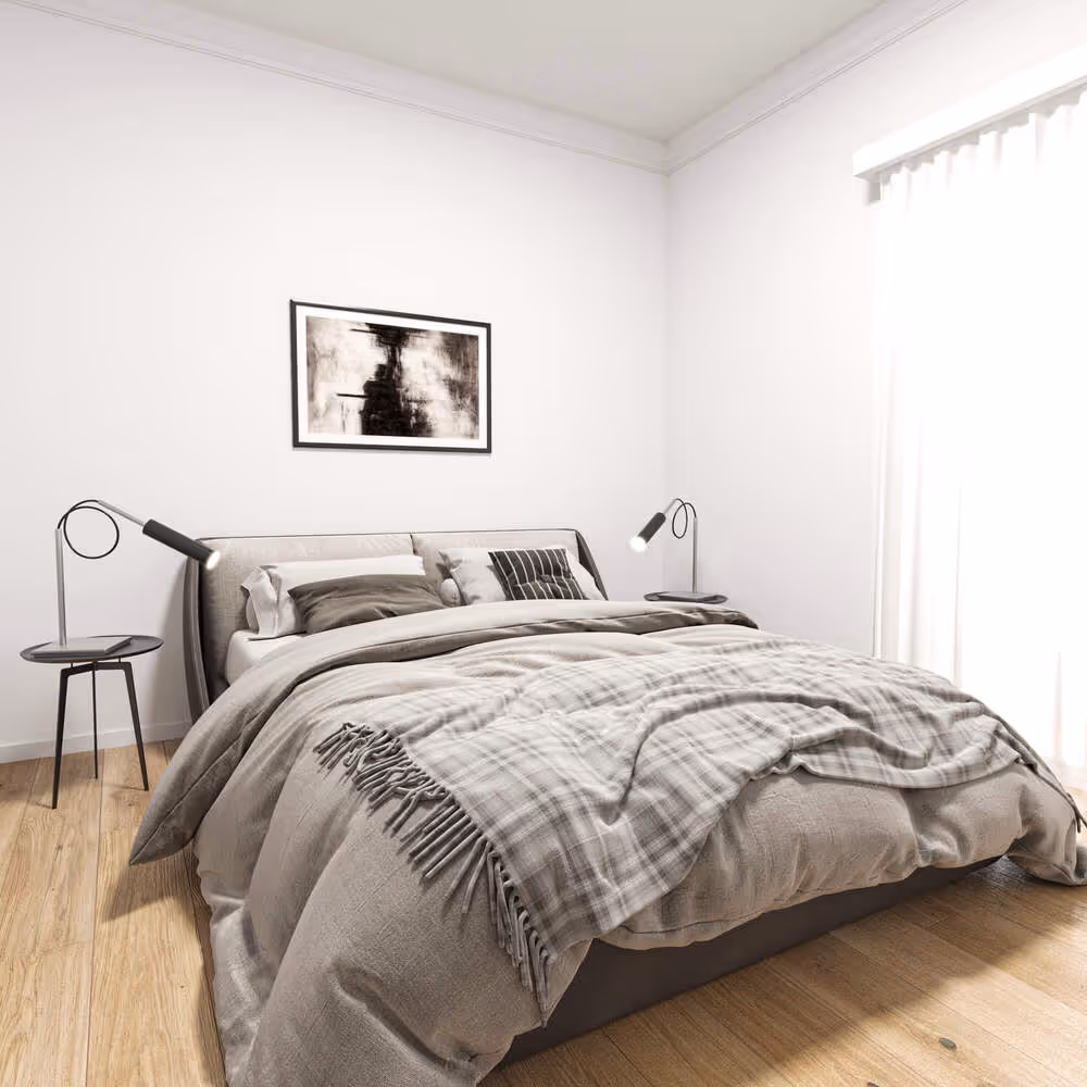 Neubau Mehrfamilienhaus in Hamburg Marienthal in klassischer Rotklinker-Optik Schlafzimmer 